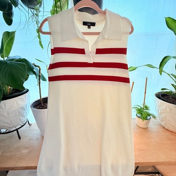 Softly Posh Ivory Striped Sweater Knit Collared Mini Shift Dress - Picture 2 of 7